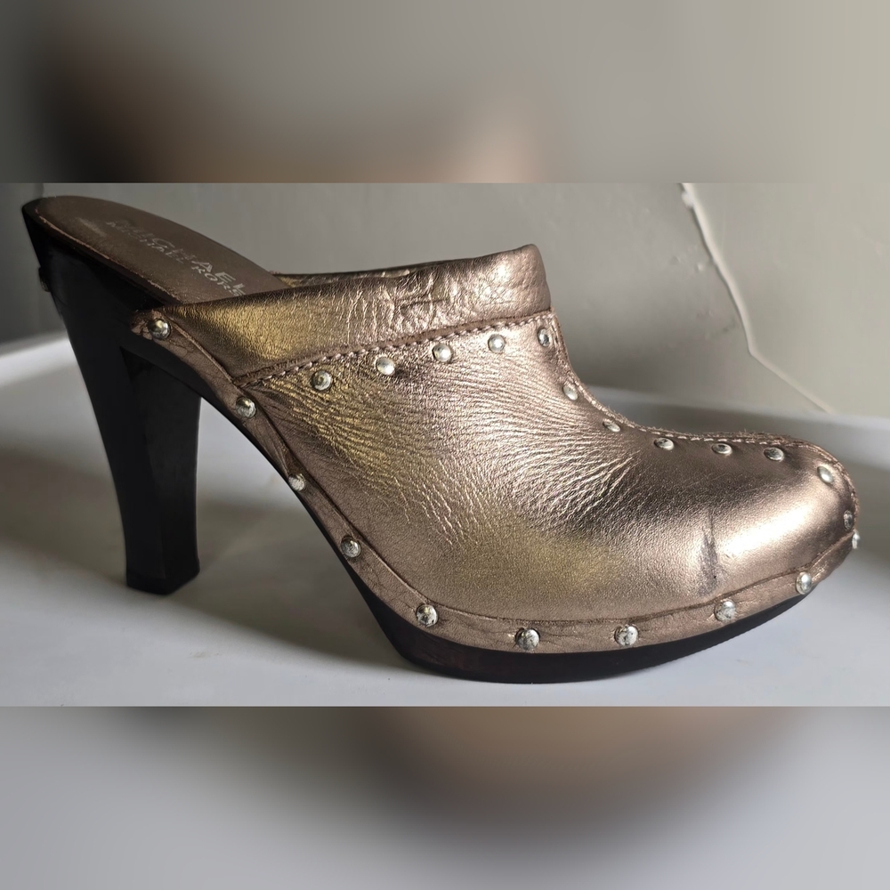Michael Kors Astor Leather Bronze Studded Mules 7 - Picture 4 of 12